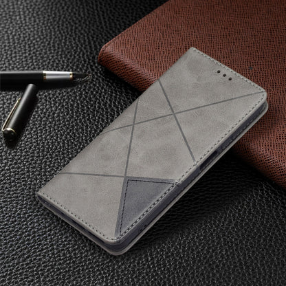 For Xiaomi Redmi 10 Rhombus Texture Horizontal Flip Magnetic Leather Case with Holder & Card Slots(Grey) - Xiaomi Cases by buy2fix | Online Shopping UK | buy2fix