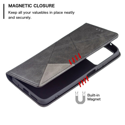 For Xiaomi Redmi 10 Rhombus Texture Horizontal Flip Magnetic Leather Case with Holder & Card Slots(Black) - Xiaomi Cases by buy2fix | Online Shopping UK | buy2fix