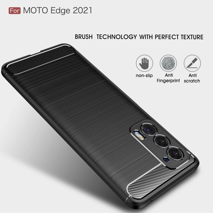 For Motorola Moto Edge 2021 Brushed Texture Carbon Fiber TPU Case(Black) - Motorola Cases by buy2fix | Online Shopping UK | buy2fix