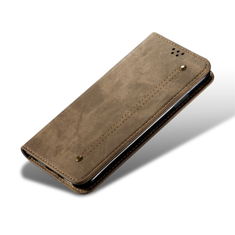 For OPPO Reno 2 Denim Texture Casual Style Horizontal Flip Leather Case with Holder & Card Slots & Wallet(Khaki) - OPPO Cases by buy2fix | Online Shopping UK | buy2fix