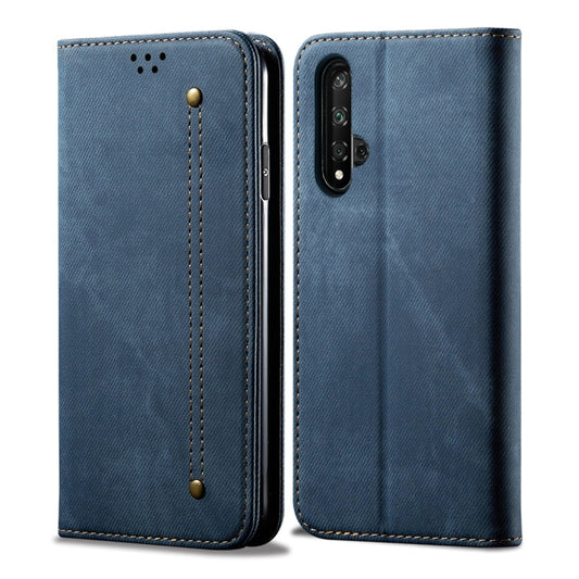 For Huawei Honor 20 Denim Texture Casual Style Horizontal Flip Leather Case with Holder & Card Slots & Wallet(Blue) - Honor Cases by buy2fix | Online Shopping UK | buy2fix