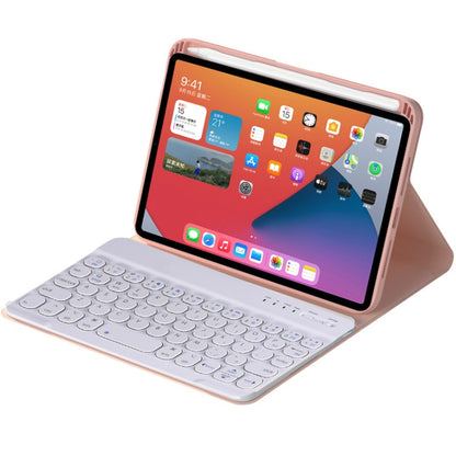 HY006 Round Keys Detachable Bluetooth Keyboard Leather Tablet Case with Holder for iPad mini 6(Pink) - For iPad mini by buy2fix | Online Shopping UK | buy2fix