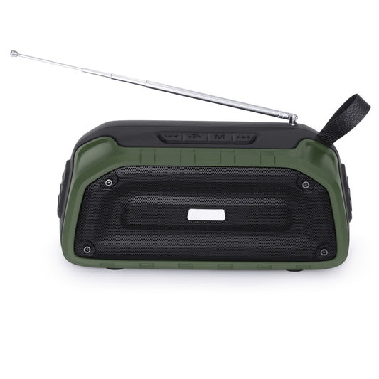 New Rixing NR-906FM TWS Waterproof Bluetooth Speaker Support Hands-free Call / FM with Handle & Antenna(Army Green) - Desktop Speaker by NewRixing | Online Shopping UK | buy2fix