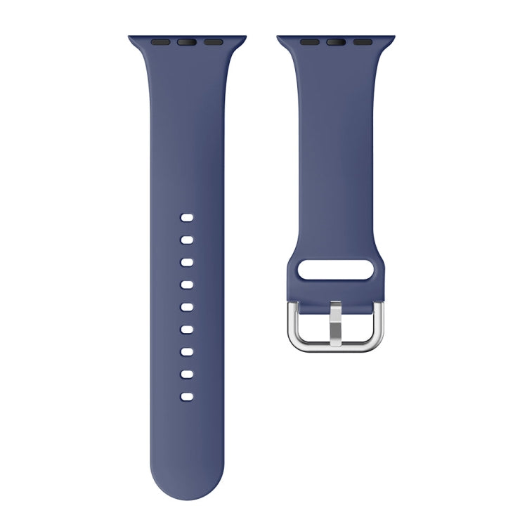 Single-color Silicone Buckle Strap Watch Band For Apple Watch Ultra 49mm&Watch Ultra 2 49mm / Series 9&8&7 45mm / SE 3&SE 2&6&SE&5&4 44mm / 3&2&1 42mm(Navy Blue) - Watch Bands by buy2fix | Online Shopping UK | buy2fix