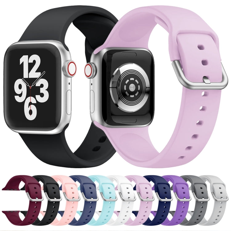 Single-color Silicone Buckle Strap Watch Band For Apple Watch Ultra 49mm&Watch Ultra 2 49mm / Series 9&8&7 45mm / SE 3&SE 2&6&SE&5&4 44mm / 3&2&1 42mm(Wine Red) - Watch Bands by buy2fix | Online Shopping UK | buy2fix