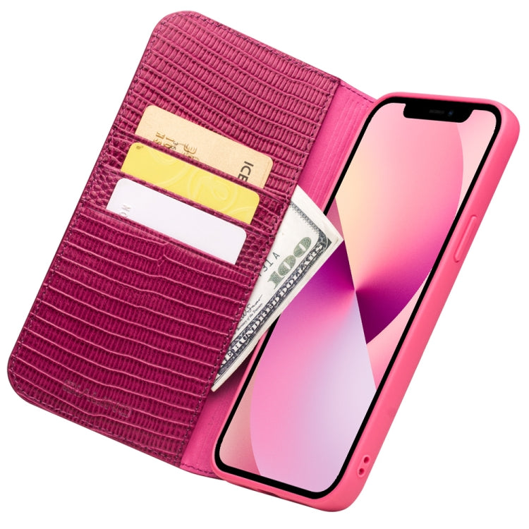 For iPhone 13 QIALINO Small Crocodile Texture Horizontal Flip Leather Case with Holder & Card Slots & Wallet(Rose Red) - iPhone 13 Cases by QIALINO | Online Shopping UK | buy2fix