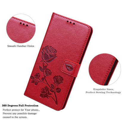 For iPhone 13 Pro Max Rose Embossed Horizontal Flip PU Leather Case with Holder & Card Slots & Wallet (Red) - iPhone 13 Pro Max Cases by buy2fix | Online Shopping UK | buy2fix