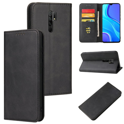 For Xiaomi Redmi 9 Calf Texture Magnetic Horizontal Flip Leather Case with Holder & Card Slots & Wallet(Black) - Xiaomi Cases by buy2fix | Online Shopping UK | buy2fix