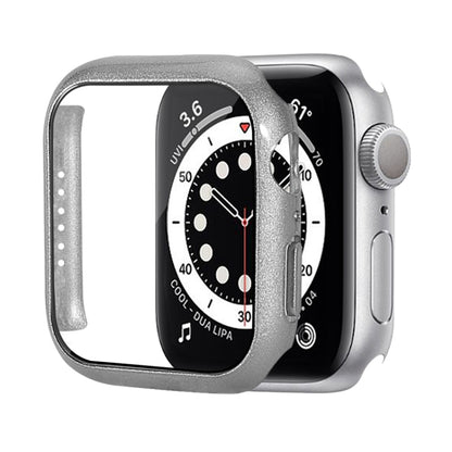 Shockproof PC Protective Case with Tempered Glass Film For Apple Watch Series 8 / 7 41mm(Silver) - Watch Cases by buy2fix | Online Shopping UK | buy2fix