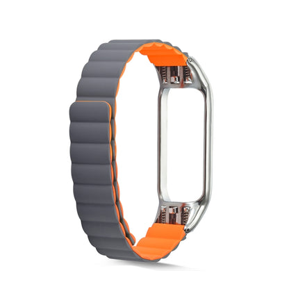 For Xiaomi Mi Band 4 / 3 Silicone Magnetic Watch Band(Grey Orange) - Watch Bands by buy2fix | Online Shopping UK | buy2fix