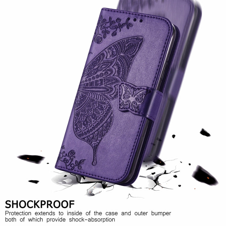 For Blackview A100 Butterfly Love Flower Embossed Horizontal Flip Leather Case with Holder & Card Slots & Wallet & Lanyard(Dark Purple) - More Brand by buy2fix | Online Shopping UK | buy2fix