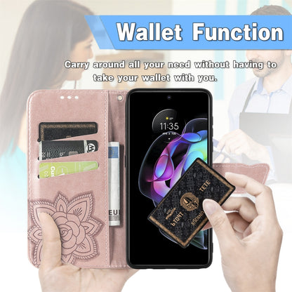 For Motorola Moto Edge 20 Butterfly Love Flower Embossed Horizontal Flip Leather Case with Holder & Card Slots & Wallet & Lanyard(Rose Gold) - Motorola Cases by buy2fix | Online Shopping UK | buy2fix