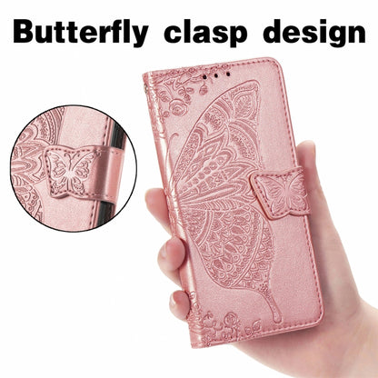 For Motorola Moto Edge 20 Butterfly Love Flower Embossed Horizontal Flip Leather Case with Holder & Card Slots & Wallet & Lanyard(Rose Gold) - Motorola Cases by buy2fix | Online Shopping UK | buy2fix