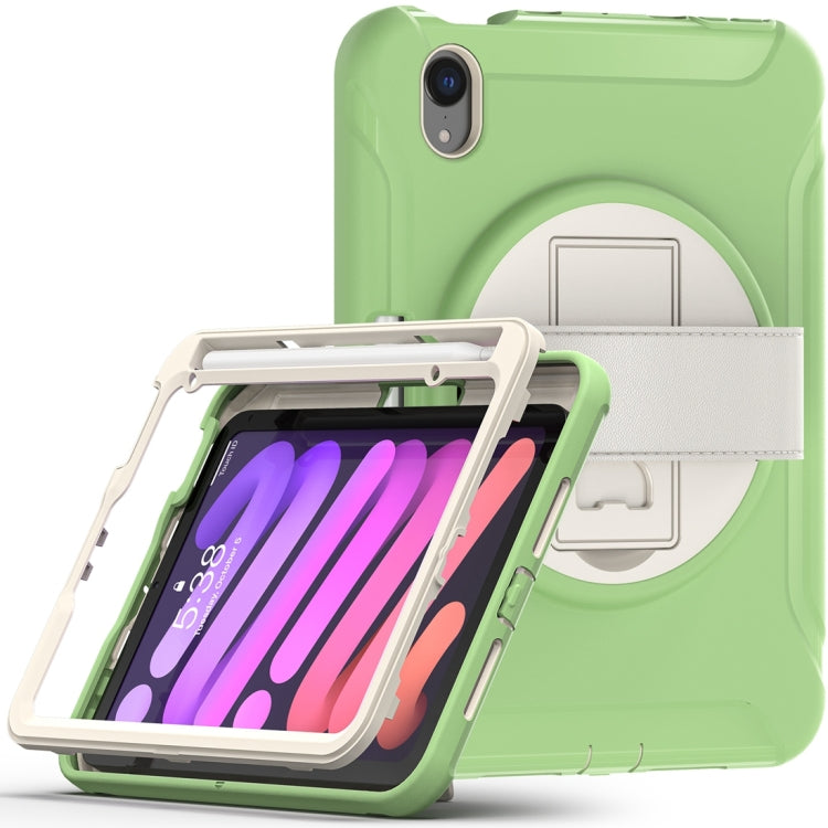 For iPad mini 6 360 Degree Rotation PC + TPU Protective Tablet Case with Holder & Hand-strap(Matcha Green) - iPad mini 6 Cases by buy2fix | Online Shopping UK | buy2fix