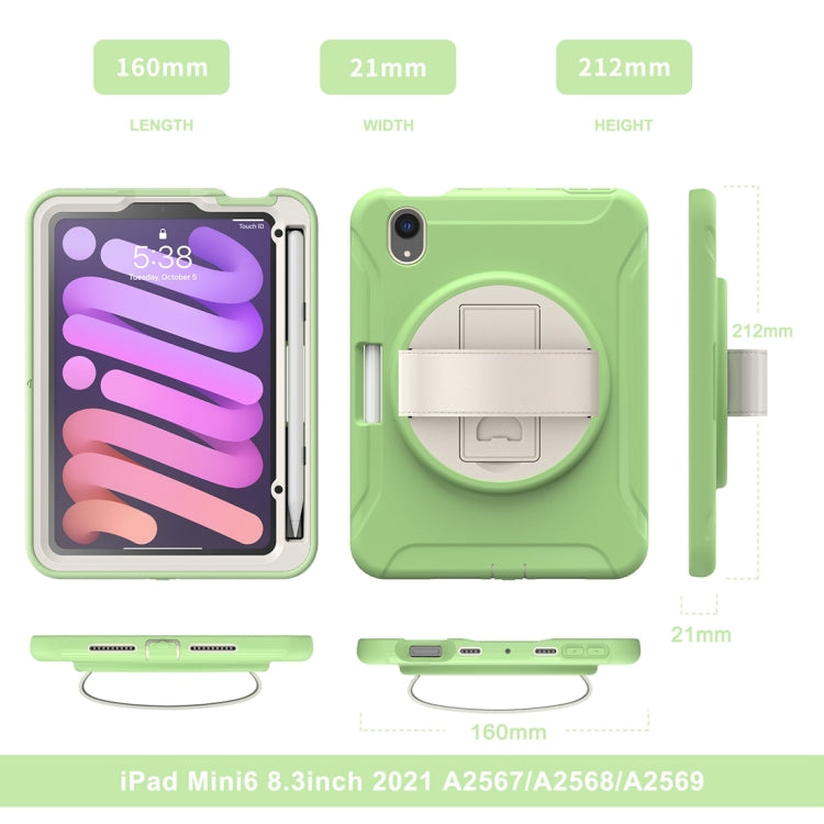 For iPad mini 6 360 Degree Rotation PC + TPU Protective Tablet Case with Holder & Hand-strap(Matcha Green) - iPad mini 6 Cases by buy2fix | Online Shopping UK | buy2fix