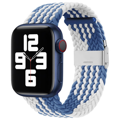 Nylon Braid One Buckle Watch Band For Apple Watch Series 9&8&7 41mm / SE 3&SE 2&6&SE&5&4 40mm / 3&2&1 38mm(Z Blue White) - Watch Bands by buy2fix | Online Shopping UK | buy2fix