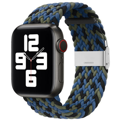 Nylon Braid One Buckle Watch Band For Apple Watch Series 9&8&7 41mm / SE 3&SE 2&6&SE&5&4 40mm / 3&2&1 38mm(Blue Camouflage) - Watch Bands by buy2fix | Online Shopping UK | buy2fix