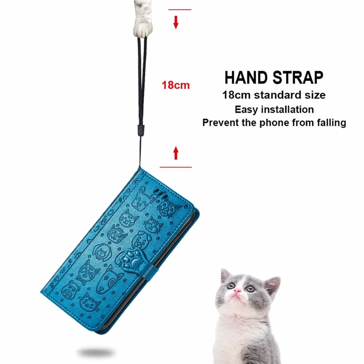 For Doogee N40 Pro Cat and Dog Embossed Horizontal Flip Phone Leather Case with Holder & Card Slot & Wallet & Lanyard(Blue) - More Brand by buy2fix | Online Shopping UK | buy2fix