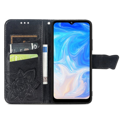 For DOOGEE N40 Pro Butterfly Love Flowers Embossed Horizontal Flip Leather Case with Holder & Card Slots & Wallet & Lanyard(Black) - More Brand by buy2fix | Online Shopping UK | buy2fix