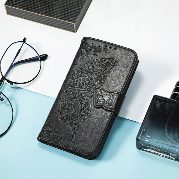 For DOOGEE N40 Pro Butterfly Love Flowers Embossed Horizontal Flip Leather Case with Holder & Card Slots & Wallet & Lanyard(Black) - More Brand by buy2fix | Online Shopping UK | buy2fix