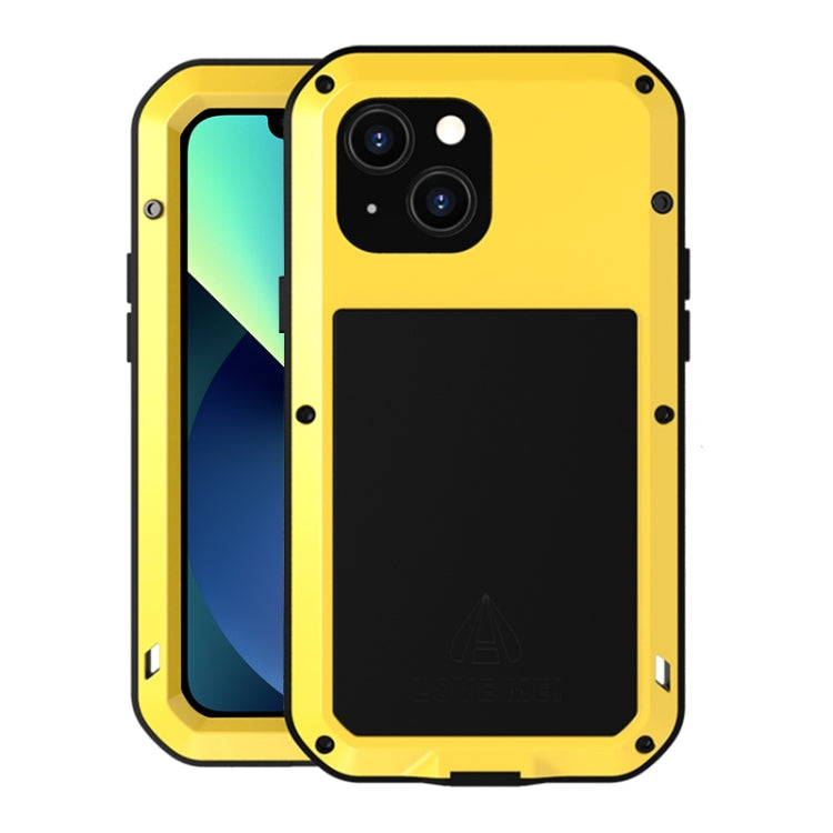 For iPhone 13 mini LOVE MEI Metal Shockproof Life Waterproof Dustproof Protective Phone Case (Yellow) - iPhone 13 mini Cases by LOVE MEI | Online Shopping UK | buy2fix