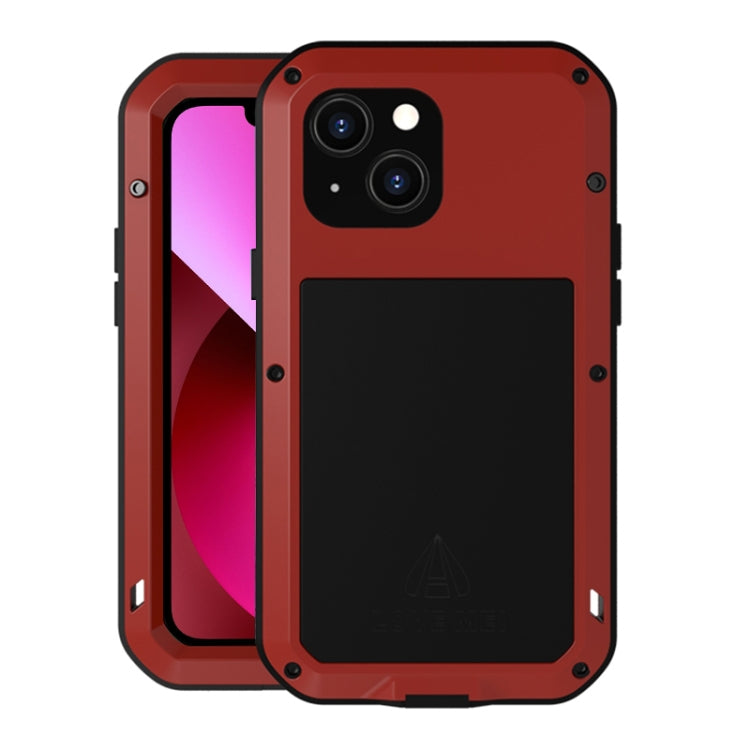 For iPhone 13 LOVE MEI Metal Shockproof Life Waterproof Dustproof Protective Phone Case(Red) - iPhone 13 Cases by LOVE MEI | Online Shopping UK | buy2fix