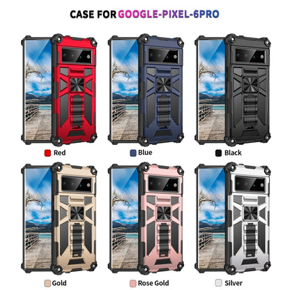 For Google Pixel 6 Pro Armor Shockproof TPU + PC Magnetic Phone Case with Holder(Blue) - Google Cases by buy2fix | Online Shopping UK | buy2fix