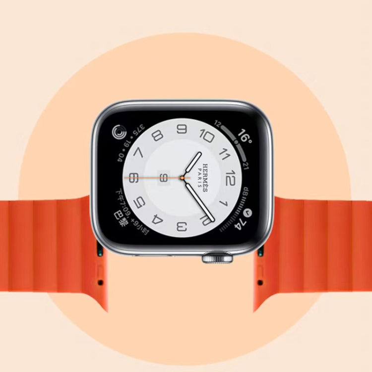 Mutural Moran Series Liquid Silicone Magnetic Strap Watch Band For Apple Watch Series 9&8&7 41mm / SE 3&SE 2&6&SE&5&4 40mm / 3&2&1 38mm(Grey + Orange) - Watch Bands by Mutural | Online Shopping UK | buy2fix