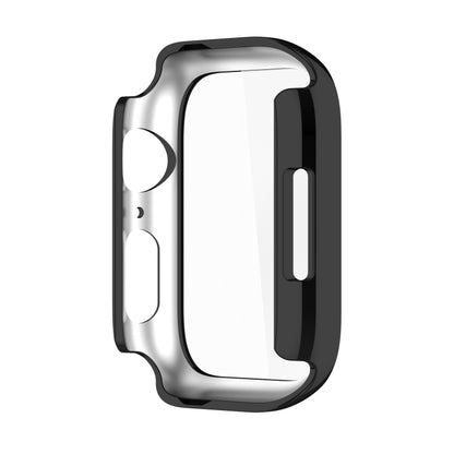 Electroplating Shockproof PC Protective Case with Tempered Glass Film For Apple Watch Series 9 / 8 / 7 41mm(Bright Black) - Watch Cases by buy2fix | Online Shopping UK | buy2fix