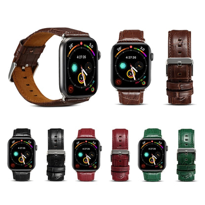 For Apple Watch Ultra 49mm&Watch Ultra 2 49mm / Series 9&8&7 45mm / SE 3&SE 2&6&SE&5&4 44mm / 3&2&1 42mm Cowhide Crocodile Texture Strap Watch Band(Red-brown) - Watch Bands by buy2fix | Online Shopping UK | buy2fix