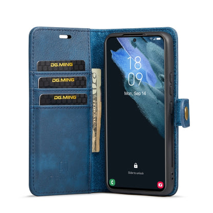 For Samsung Galaxy S22 5G DG.MING Crazy Horse Texture Detachable Magnetic Leather Phone Case(Blue) - Galaxy S22 5G Cases by DG.MING | Online Shopping UK | buy2fix