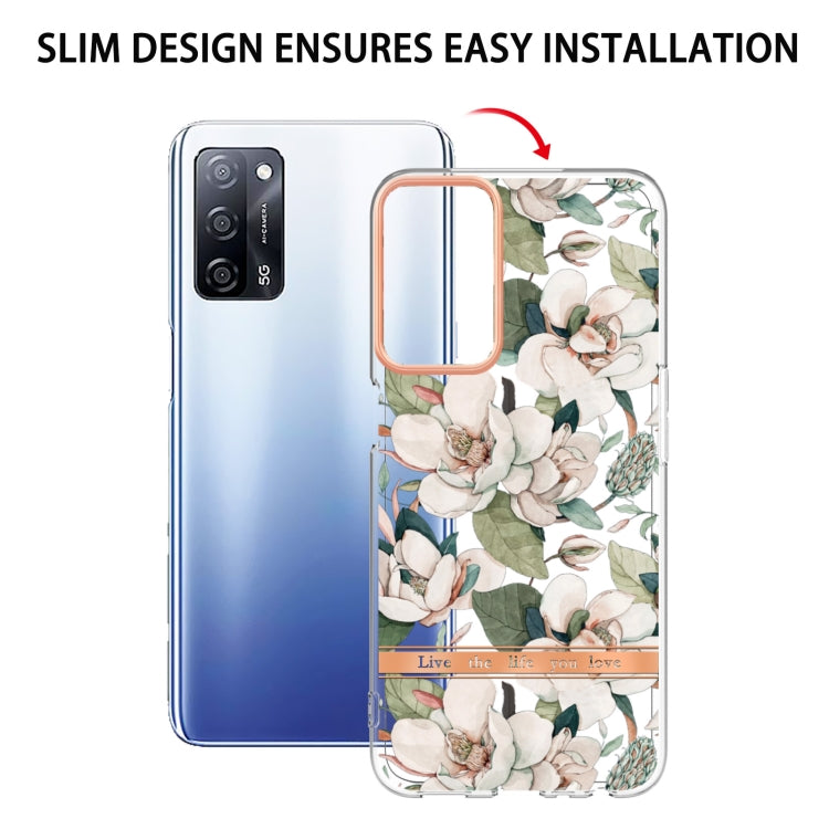 For OPPO A55 5G / A53S 5G / A54 4G / A16 / A54S 4G Flowers and Plants Series IMD TPU Phone Case(Green Gardenia) - OPPO Cases by buy2fix | Online Shopping UK | buy2fix