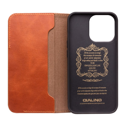 For iPhone 13 Pro QIALINO Magnetic Buckle Leather Phone Case (Brown) - iPhone 13 Pro Cases by QIALINO | Online Shopping UK | buy2fix