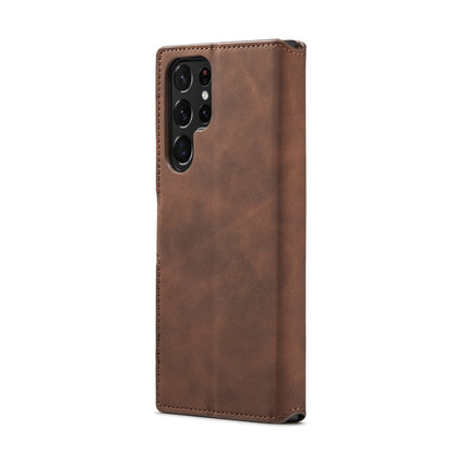 For Samsung Galaxy S22 Ultra DG.MING Retro Oil Side Horizontal Flip Leather Case with Holder & Card Slots & Wallet(Coffee) - Galaxy S22 Ultra 5G Cases by DG.MING | Online Shopping UK | buy2fix