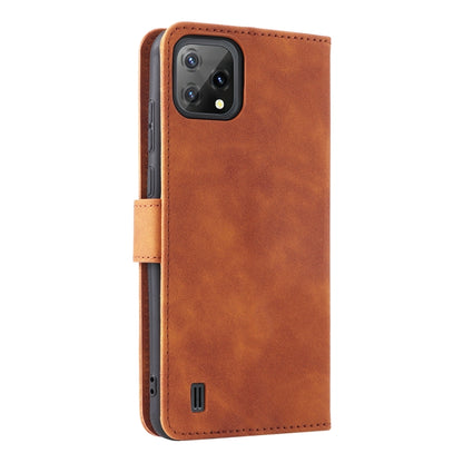 For Blackview A55 Skin Feel Magnetic Buckle Leather Phone Case(Brown) - More Brand by buy2fix | Online Shopping UK | buy2fix