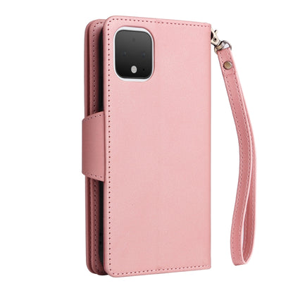 For Google Pixel 4 Rivet Buckle 9 Cards Three Fold Leather Phone Case(Rose Gold) - Google Cases by buy2fix | Online Shopping UK | buy2fix