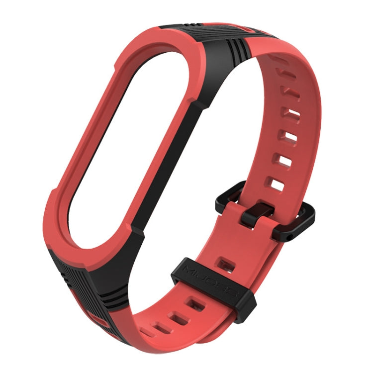 For Xiaomi Mi Band 5 / 6 / 7 Mijobs Two-color Silicone Watch Band(Black+Red) - Watch Bands by MIJOBS | Online Shopping UK | buy2fix