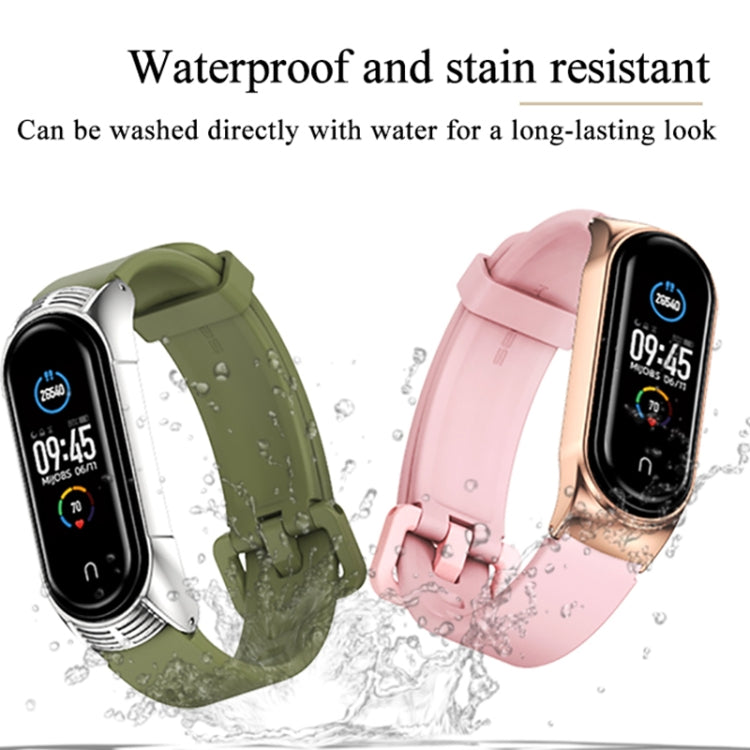 For Xiaomi Mi Band 3/4/5/6 Mijobs CS Silicone Waterproof Watch Band(Pink+Rose Gold) - Watch Bands by MIJOBS | Online Shopping UK | buy2fix