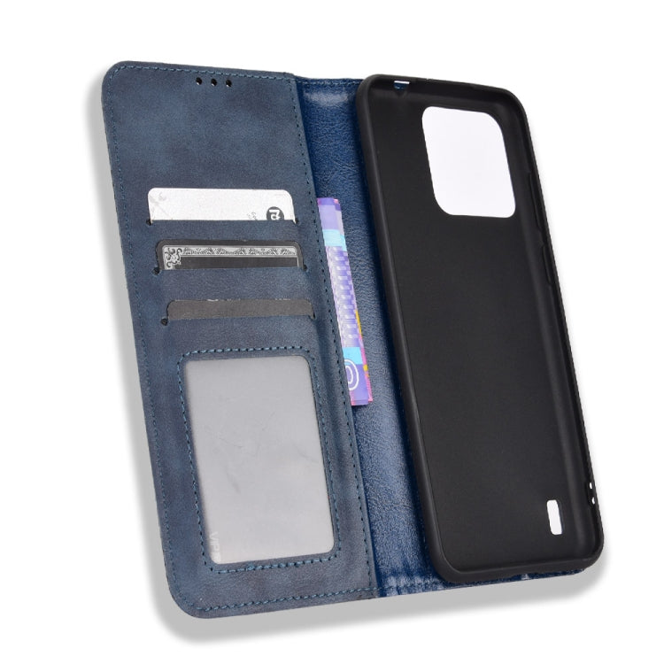 For Blackview A55 Pro Magnetic Buckle Retro Texture Leather Phone Case(Blue) - More Brand by buy2fix | Online Shopping UK | buy2fix