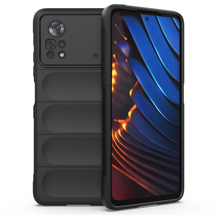 For Xiaomi Poco X4 Pro 5G Magic Shield TPU + Flannel Phone Case(Black) - Xiaomi Cases by buy2fix | Online Shopping UK | buy2fix