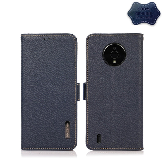 For Nokia C200 KHAZNEH Side-Magnetic Litchi Genuine Leather RFID Phone Case(Blue) - Nokia Cases by buy2fix | Online Shopping UK | buy2fix