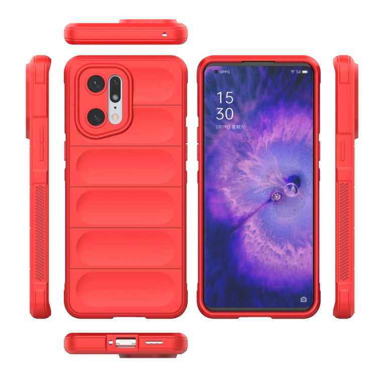 For OPPO Find X5 Pro Magic Shield TPU + Flannel Phone Case(Red) - OPPO Cases by buy2fix | Online Shopping UK | buy2fix