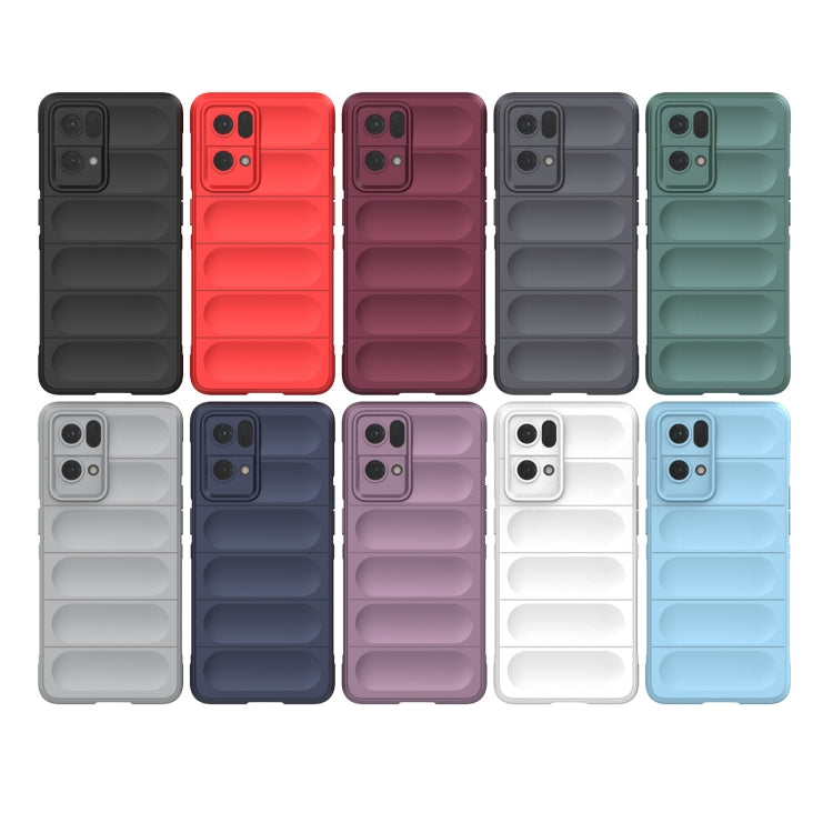 For OPPO Reno7 Pro 5G Magic Shield TPU + Flannel Phone Case(Light Blue) - OPPO Cases by buy2fix | Online Shopping UK | buy2fix