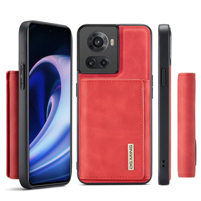 For OnePlus Ace/10R DG.MING M1 Series 3-Fold Multi Card Wallet + Magnetic Phone Case(Red) - OnePlus Cases by DG.MING | Online Shopping UK | buy2fix