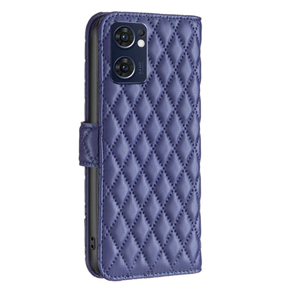 For OPPO Find X5 Lite / Reno7 5G Diamond Lattice Wallet Leather Flip Phone Case(Blue) - OPPO Cases by buy2fix | Online Shopping UK | buy2fix