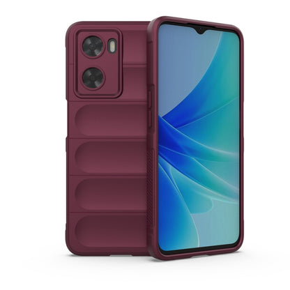 For OPPO A57 4G Global Magic Shield TPU + Flannel Phone Case(Wine Red) - OPPO Cases by buy2fix | Online Shopping UK | buy2fix