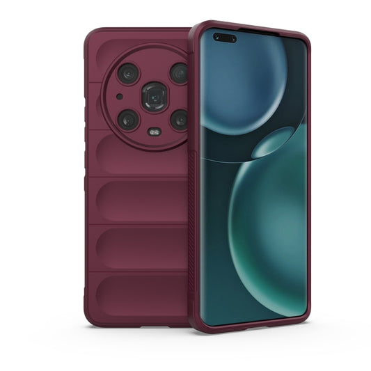 For Honor Magic4 Pro Magic Shield TPU + Flannel Phone Case(Wine Red) - Honor Cases by buy2fix | Online Shopping UK | buy2fix