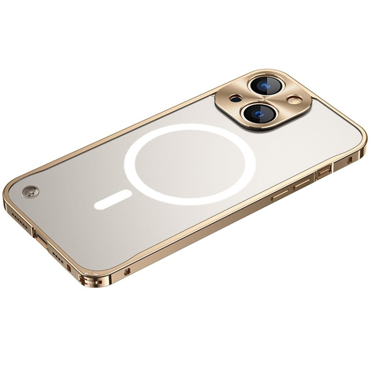 For iPhone 14 MagSafe Magnetic Metal Frame Frosted Phone Case (Gold) - iPhone 14 Cases by buy2fix | Online Shopping UK | buy2fix