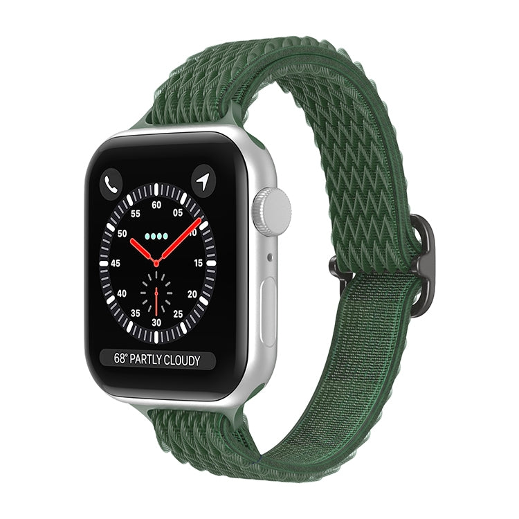 Wave Small Waist Nylon Watch Band For Apple Watch Ultra 49mm&Watch Ultra 2 49mm / Series 9&8&7 45mm / SE 3&SE 2&6&SE&5&4 44mm / 3&2&1 42mm(Army Green) - Watch Bands by buy2fix | Online Shopping UK | buy2fix