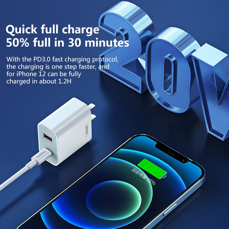 REMAX RP-U68 20W USB+USB-C/Type-C Dual Interface Fast Charger Set, Specification:EU Plug(White) - USB Charger by REMAX | Online Shopping UK | buy2fix